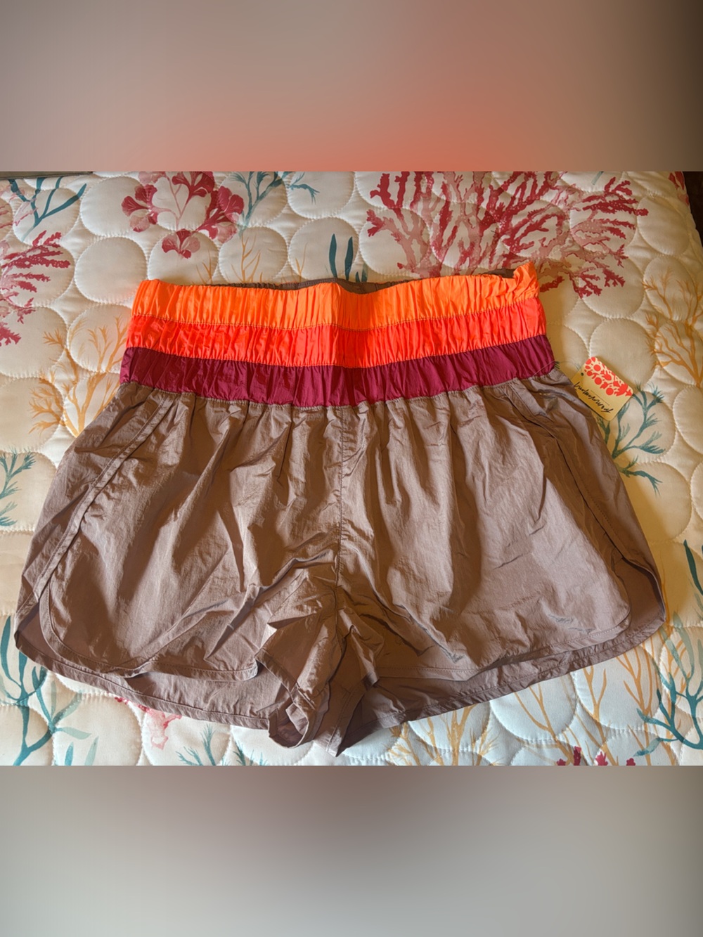 Free people movement Women’s Shorts with Colorblock Waistband. Size XL